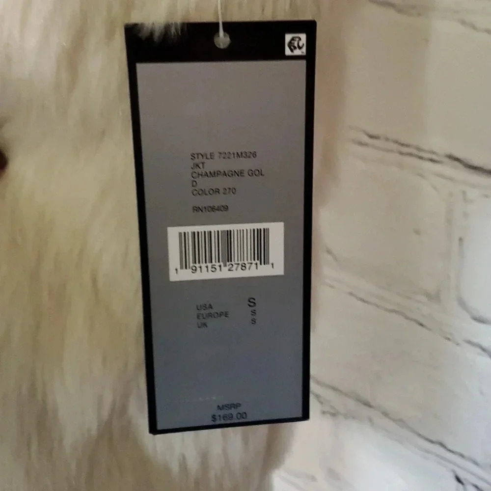 Tahari ASL Women's Faux-Fur Topper Jacket  Champagne Gold Size Small NWT - Picture 6 of 8